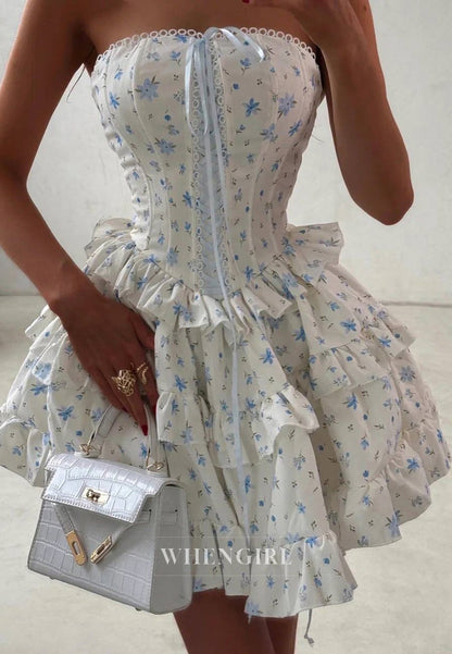 Tube Top Sleeveless Multi Tiered A-Line Short Homecoming Dress