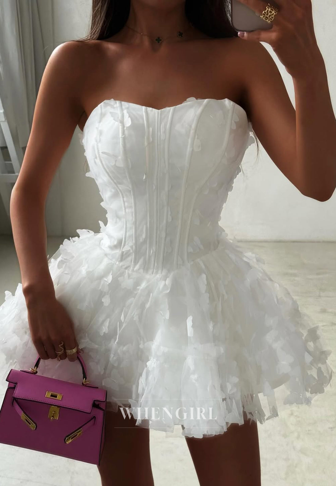 Sweetheart Butterfly A-Line Strapless Sleeveless Tulle Homecoming Dress