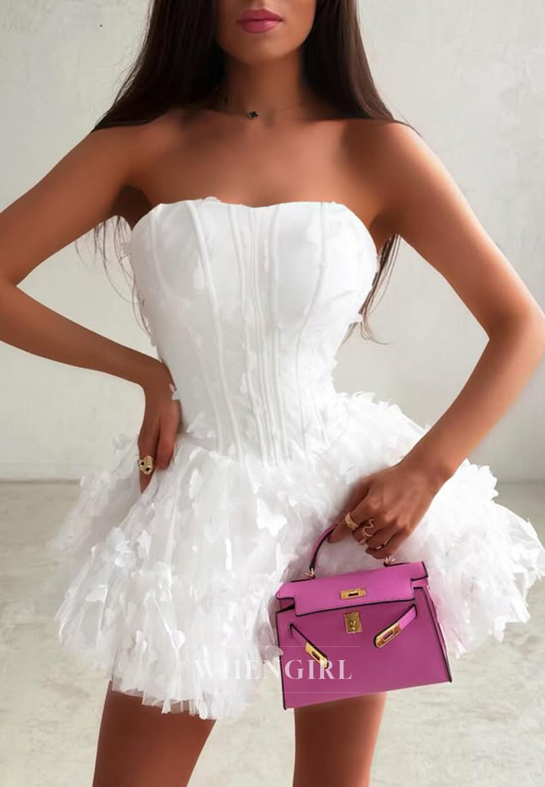 Sweetheart Butterfly A-Line Strapless Sleeveless Tulle Homecoming Dress