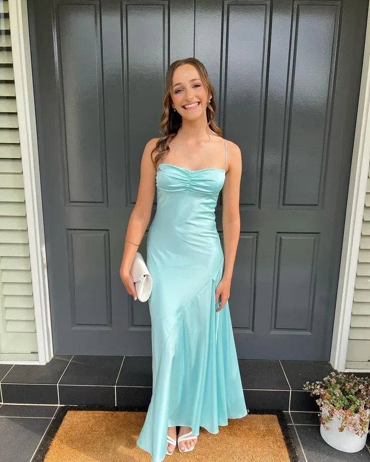 Sheath Strapless Yellow Maxi Dress Satin Wedding Guest Dress with Slit