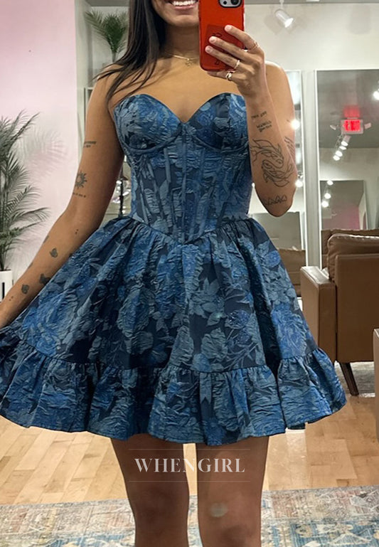 A-Line Sweetheart Party Gown Sleeveless Strapless Short Homecoming Dress