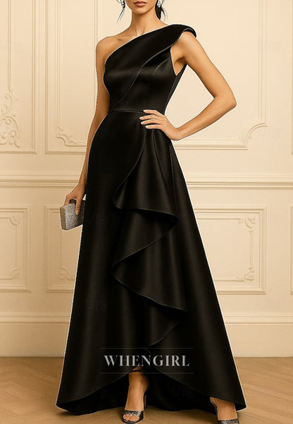 One Shoulder Back Zipper Ruffles Mother of the Bride Dress