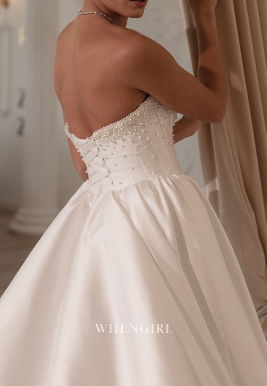 Ball Gown Sweetheart Pearls Beading Sleeveless Wedding Dress