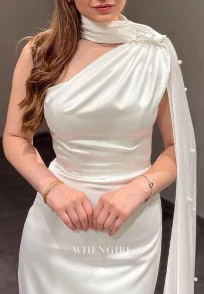 Sheath One Shoulder Sleeveless Lace Up Long Evening Formal Dress