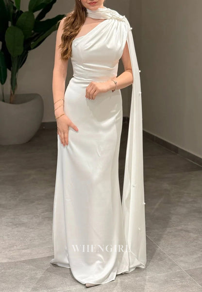 Sheath One Shoulder Sleeveless Lace Up Long Evening Formal Dress