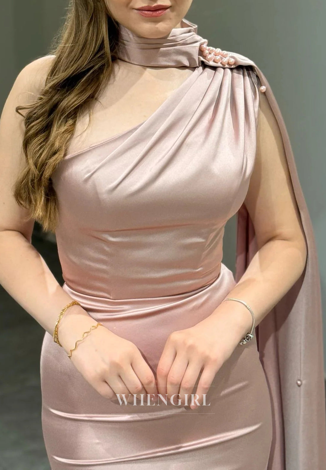 Sheath One Shoulder Sleeveless Lace Up Long Evening Formal Dress