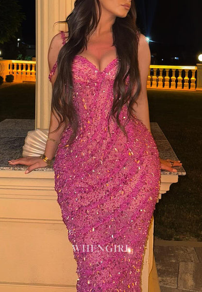 Sparkly Fuchsia Sweetheart Sleeveless Sheath Beaded Evening Dress