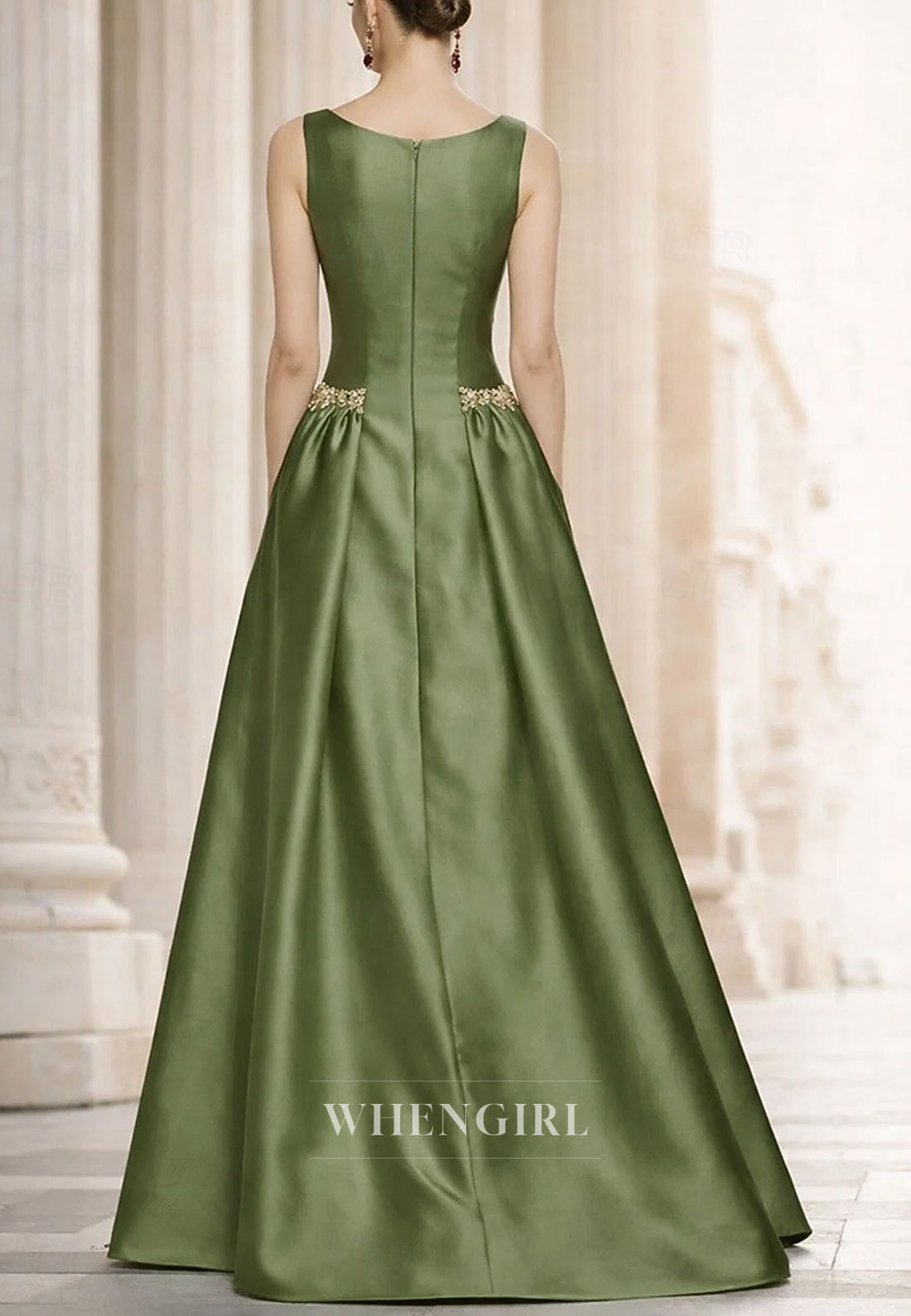 Bateau Neck Sleeveless Beaded A-Line Mother of the Bride Dress