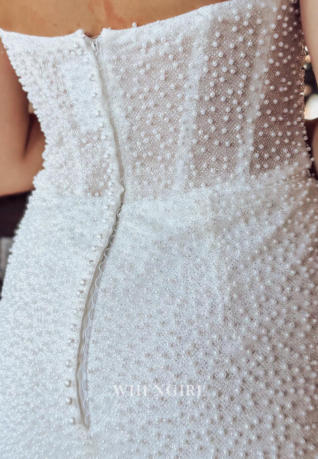 Column Back Zipper Sweetheart Sleeveless Full Pearls Beaded Wedding Dress
