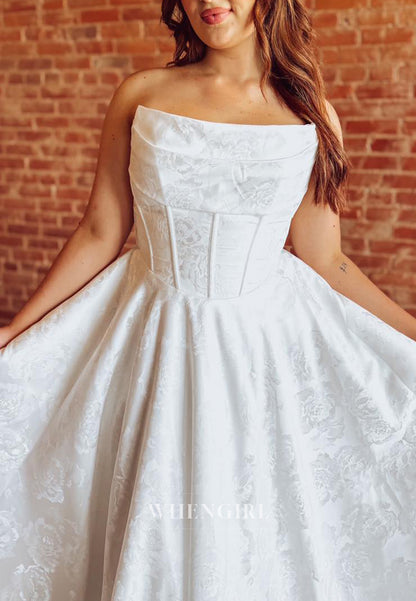 A-Line Court Train Bateau Neck Strapless Sleeveless Pleated Back Zipper Wedding Dress