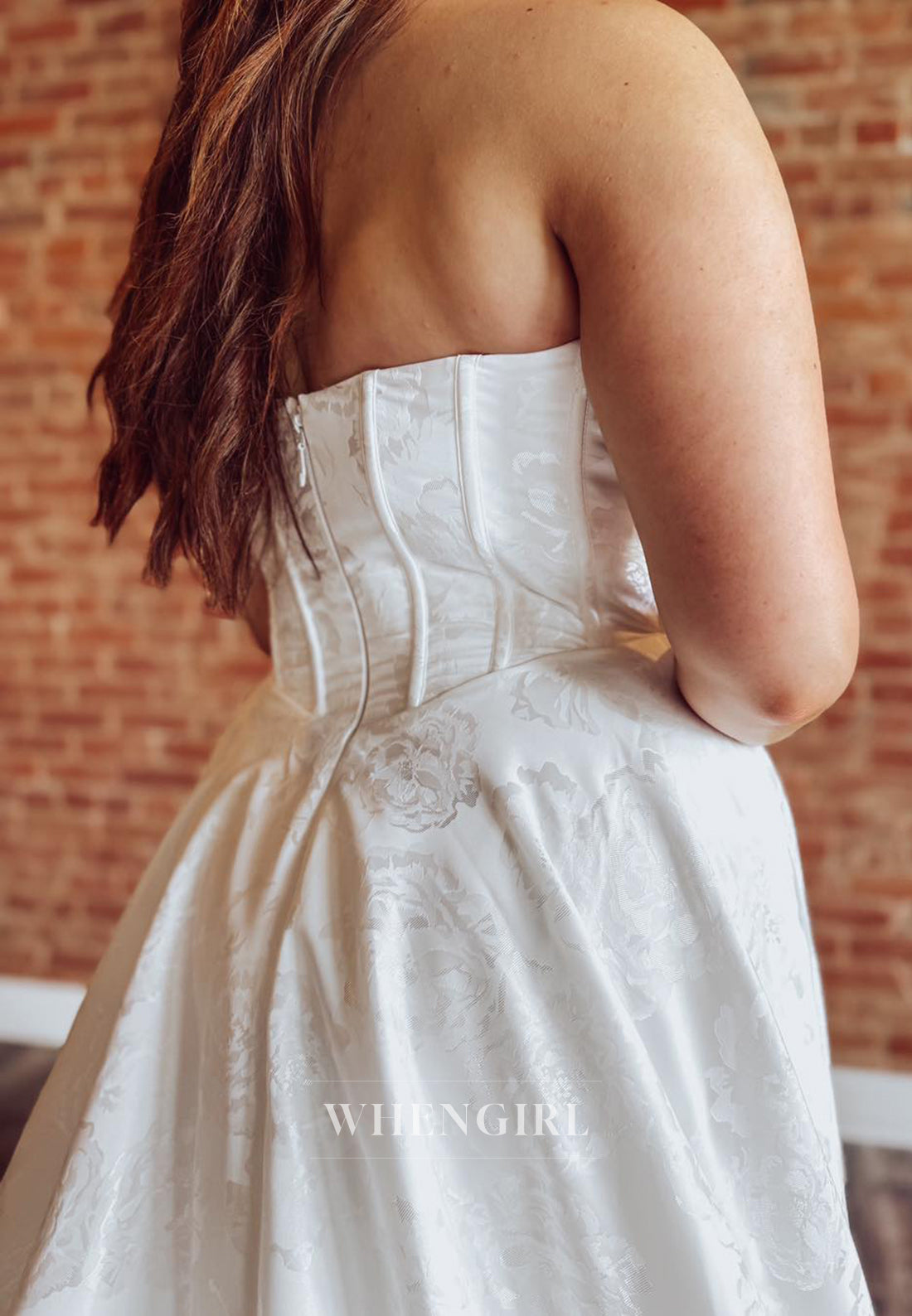 A-Line Court Train Bateau Neck Strapless Sleeveless Pleated Back Zipper Wedding Dress