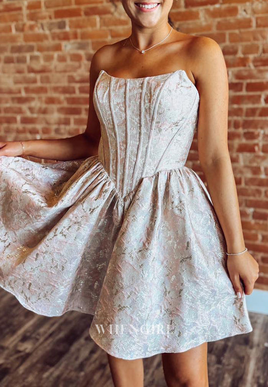 A-Line Bateau Neck Sleeveless Back Zipper Short Homecoming Dress