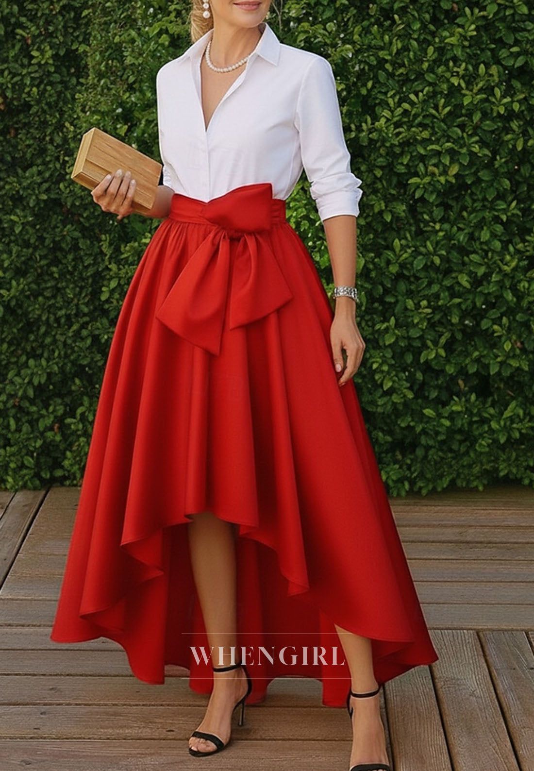 A-Line High Low Half Sleeves V Neck Mother of the Bride Dress